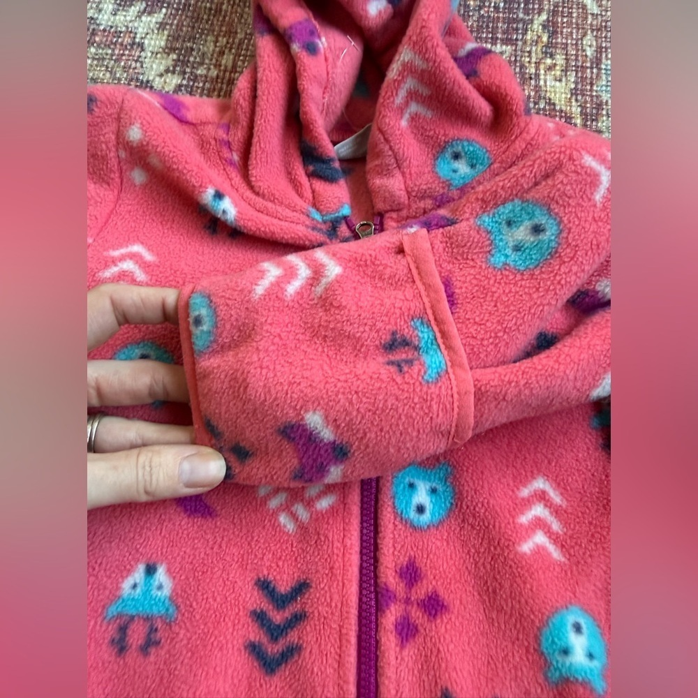 Columbia 18-24month infant Snowtop II bunting fleece pink woodland creatures - Picture 8 of 13